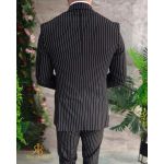 Costum elegant de bărbați, Negru in dungi cu butoni aurii, Sacou si Pantalon - C4740