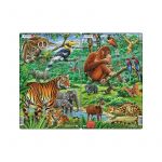 Set 2 Puzzle midi Jungla asiatica cu Maimute, Tigri, orientare tip portret, 30 piese, Larsen