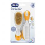 Set pieptan si perie, Chicco, Par natural, Orange
