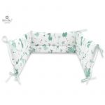 Aparatoare pentru patut, MimiNu, Din bumbac certificat Oeko Tex Standard 100, 180x30 cm, Cu panglici, Dino Mint