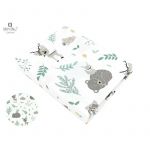 Cearceaf cu elastic, MimiNu, Pentru patut 120X60 cm, Din bumbac certificat Oeko Tex Standard 100, Forest friends Grey/Mint