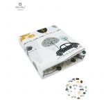 Cearceaf cu elastic, MimiNu, Pentru patut 140X70 cm, Din bumbac certificat Oeko Tex Standard 100, Childrens Journey Grey