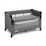 Patut pliant, Caretero, Esti, Cu doua nivele, Cu laterala culisanta, 120x60 cm, Ideal pt calatorii si uz cotidian, Cu intrare laterala cu fermoar, Roti, Conform cu standardul EN 716: 2017-07, Grafit