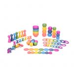 Set de 84 piese lemn mare de 12 forme in 7 culori