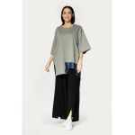 Bluza asimetrica cu model colorblock