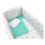 Lenjerie de pat bebelusi 140x70 cm cu aparatori laterale pufoase Deseda Somn lin