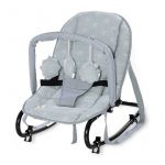 Lorelli - Fotoliu Balansoar Rock Star Luxe Pliabil, Cu leganare, Cu bara detasabila Silver Stars, 68x39 cm, Albastru/Gri