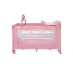 Lorelli - Patut pliant cu doua nivele Noemi Plus Velvet, 120x60 cm, Roz