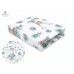 Cearceaf cu elastic, MimiNu, Pentru patut 120X60 cm, Din bumbac certificat Oeko Tex Standard 100, Sweet Deer Mint