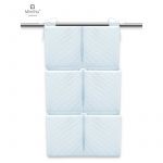 Organizator matlasat, MimiNu, Din catifea moale, Pentru patut, Cu 6 compartimente, Doua panglici, Materiale certificate Oeko Tex Standard 100, Dimensiune mare 70x40 cm, Blue