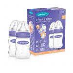 Pachet biberoane, Lansinoh, 2 buc, Cu tetine cu flux lent, Din silicon, Fara BPA, 160 ml, 0 luni+, Violet