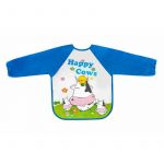 Baveta impermeabila, Bocioland, Cu maneci lungi, Dimensiune 40x35 cm, Happy Cows