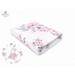 Cearceaf cu elastic, MimiNu, Pentru patut 140X70 cm, Din bumbac certificat Oeko Tex Standard 100, Peonie Pink