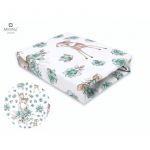 Cearceaf cu elastic, MimiNu, Pentru patut 140X70 cm, Din bumbac certificat Oeko Tex Standard 100, Sweet Deer Mint