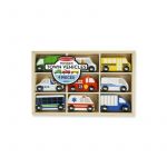 Melissa & doug - Set de 9 masinute utilitare din lemn