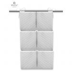 Organizator matlasat, MimiNu, Din catifea moale, Pentru patut, Cu 6 compartimente, Doua panglici, Materiale certificate Oeko Tex Standard 100, Dimensiune mare 70x40 cm, Gray