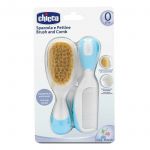 Set pieptan si perie, Chicco, Par natural, Bleu