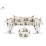 Aparatoare pentru patut, MimiNu, Din bumbac certificat Oeko Tex Standard 100, 180x30 cm, Cu panglici, Design, Calm Forest Natural