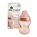 Biberon decorat Closer to Nature, roz, 260 ml, 1 buc, Tommee Tippee