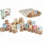 Cuburi educative, Joueco, Familia Wildies, 30 piese, Din lemn certificat FSC, Multifunctionale, 25x21 cm, 12 luni+, Multicolor