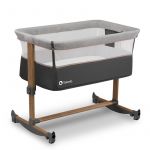 Patut co-sleeper, Lionelo, Leonie, Cu sistem de leganare, Cu setare unghiulara, Reglabil in 5 pozitii pe inaltime, Conform cu standardele europeane de securitate EN1130 si EN16890, Grey Stone