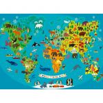 Puzzle Harta Lumii Cu Animale, 150 Piese
