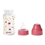Biberon din sticla cu gat larg Crown 240ml Pink