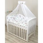 Amy - Baldachin din tul, Funda din bumbac, imprimeu lenjerie Caprioara mica, 300x160 cm, Suport de prindere inclus, 153h cm