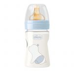 Chicco - Biberon PP original Touch 150ml, tetina cauciuc, flux lent, baieti, 0luni+