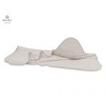 Prosop cu gluga, MimiNu, Mare, Cu volanas, Dimensiune 100x100 cm, Din bumbac si thermo fleece, Materiale certificate Oeko Tex Standard 100, Colectia Royal, Beige