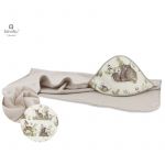 Prosop cu gluga, MimiNu, Mare, Dimensiune 100x100 cm, Din bumbac si thermo fleece, Materiale certificate Oeko Tex Standard 100, Design, Calm Forest Natural