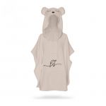 Babysteps - Prosop din fibra de bambus cu gluga si buzunar pentru bebelusi si copii, Poncho Teddy, Beige, 73x58 cm
