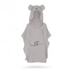 Babysteps - Prosop din fibra de bambus cu gluga si buzunar pentru bebelusi si copii, Poncho Teddy, Grey, 73x58 cm