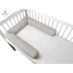 Aparatoare pentru patut, MimiNu, Tip rulou, Pentru patut, Lungime 180 cm, Din bumbac certificat Oeko Tex Standard 100, Colectia Royal, Beige