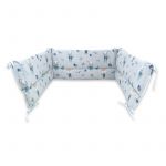 Aparatoare pentru patut, Qmini, Din bumbac certificat Oeko Tex Standard 100, 210X30 cm, Cu panglici, Fox and Rabbit, Blue