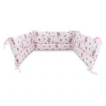 Aparatoare pentru patut, Qmini, Din bumbac certificat Oeko Tex Standard 100, 210X30 cm, Cu panglici, Fox and Rabbit, Pink
