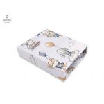 Cearceaf cu elastic, MimiNu, Pentru patut leagan sau patut co-sleeper, Dimensiune 90x40 cm, Din bumbac certificat Oeko Tex Standard 100, Parachutes Blue