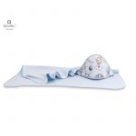Prosop cu gluga, MimiNu, Mare, Dimensiune 100x100 cm, Din bumbac si thermo fleece, Materiale certificate Oeko Tex Standard 100, Parachutes Blue