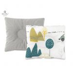 Perna bebelus, MimiNu, Profilata, Cu doua fete, Cu functie anti-soc, Pufoasa, Din catifea si bumbac, 23x26 cm, Materiale certificate Oeko Tex Standard 100, Velvet Childrens Journey Grey