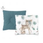Perna bebelus, MimiNu, Profilata, Cu doua fete, Cu functie anti-soc, Pufoasa, Din catifea si bumbac, 23x26 cm, Materiale certificate Oeko Tex Standard 100, Velvet Sweet Deer Mint