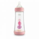 Biberon anticolici, Chicco, Perfect 5 PP, Anticolici, Cu tetina silicon, Flux rapid, 300 ml, 4 luni+, Roz