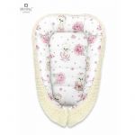 Cosulet bebelus, MimiNu, Pentru dormit, Baby Cocoon 75x55 cm, Cu doua fete, Din tesatura imitatie de lana si bumbac, Materiale certificate Oeko Tex Standard 100, Ecru Pink Ballerina