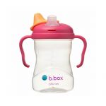 B.box - Cană de tranziție cu cioc de silicon de la , 240 ml, +4 luni, roz