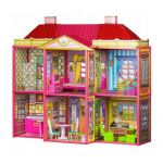 Casuta de papusi, cu 128 de elemente din carton si plastic, Ecotoys HC33423