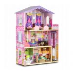 Casuta de papusi din lemn cu 3 etaje, mobilier si lift Ricokids RC-807