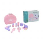 Set de infrumusetare, Joueco, 12 piese, Cu geanta de transport si accesorii make-up, Din lemn certificat FSC, 3 ani+, Multicolor