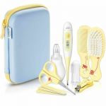 Set pentru ingrijirea bebelusului, Philips Avent, Cu Termometru digital, Aspirator nazal cu varf moale, Periuta de dinti, Pile, Unghiera, Perie, Pieptan, 0 luni+, Galben