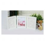 Kit rama foto tripla mobila cu 2 amprente mulaj Drool (Culoare rama: Alb, Culoare kit mulaj: Albastru)