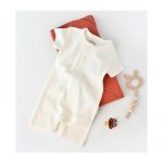 Salopeta cu pantaloni scurti - 100% bumbac organic - Ecru, BabyCosy (Marime: 6-9 luni)