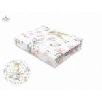 Cearceaf cu elastic, MimiNu, Pentru patut co-sleeper, Vera, Dimensiune 89 x 51 cm, Din bumbac certificat Oeko Tex Standard 100, Sweet Deer Pink